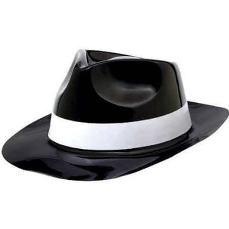 Classic 50's Plastic Fedora Hat with White Band - SKU:250261 - UPC:013051434304 - Party Expo