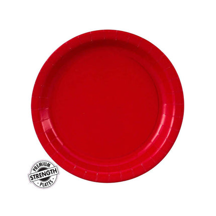 Touch of Color - 7" Premium Strength Dessert Plates - Classic Red (24ct) - SKU:791031B - UPC:073525102207 - Party Expo