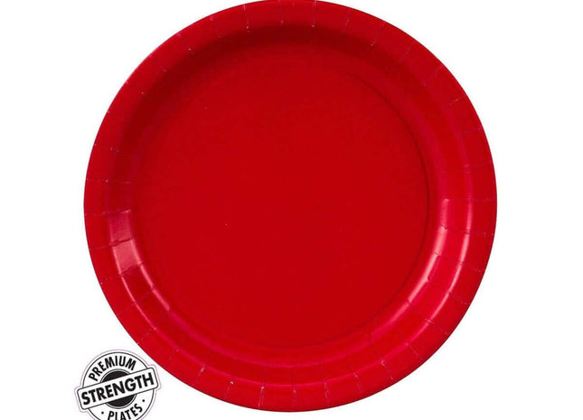 Touch of Color - 7" Premium Strength Dessert Plates - Classic Red (24ct) - SKU:791031B - UPC:073525102207 - Party Expo