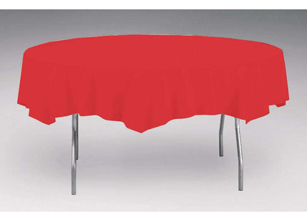 Classic Red Octagon Round Table cover - SKU:703548 - UPC:073525812939 - Party Expo