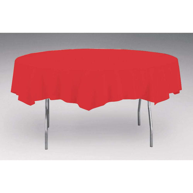 Classic Red Octagon Round Table cover - SKU:703548 - UPC:073525812939 - Party Expo
