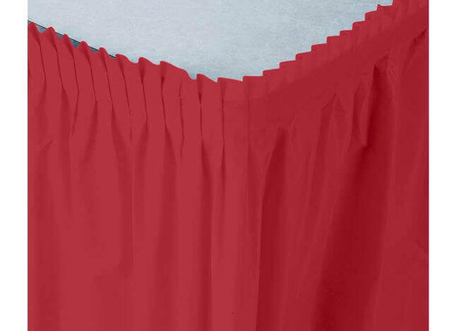 Classic Red Plastic Table Skirt - SKU:010052- - UPC:073525103051 - Party Expo