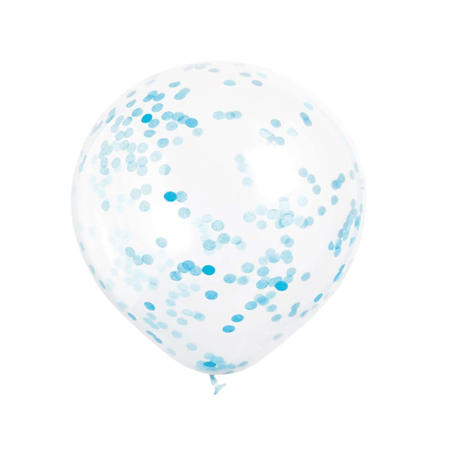 Clear 12" W/Powder Blue Confetti Balloon - SKU:58118* - UPC:011179581184 - Party Expo