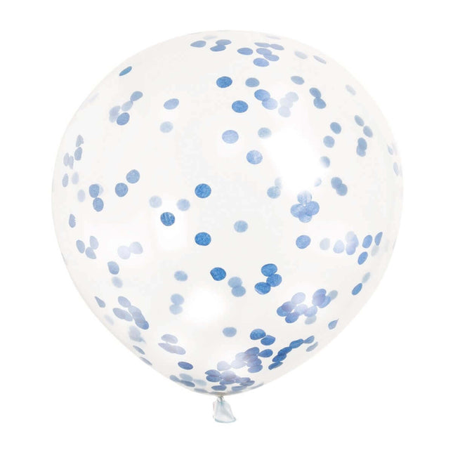 Clear 12" W/Royal Blue Confetti Balloon - SKU:58115 - UPC:011179581153 - Party Expo