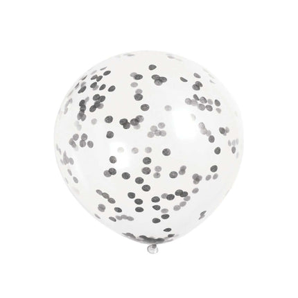 Clear 12"W/Black Confetti Balloon - SKU:58109 - UPC:011179581092 - Party Expo