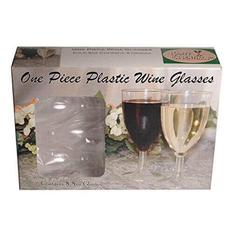 Clear 1pc. Wine Glasses 8 count - SKU:WINEBOX-6 - UPC:098382250083 - Party Expo