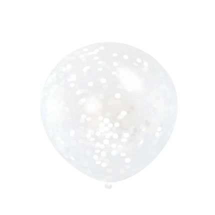 12 Clear Balloon with White Confetti - Captivating Centerpiece