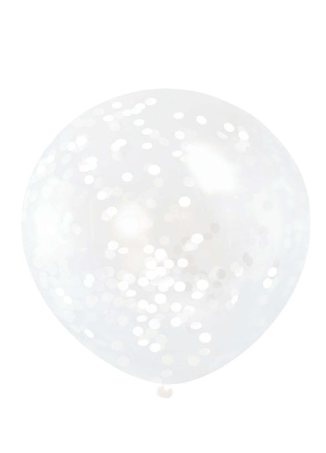 Clr 12" W/White Confetti Balloon - SKU:58114 - UPC:011179581146 - Party Expo