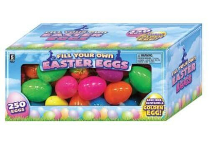 Colorful Plastic Fillable Easter Eggs Box (250ct) - SKU:ZE-EGGBO - UPC:097138862709 - Party Expo