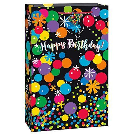 Colorful Stars And Dots Jumbo Happy Birthday Giftbag - SKU:62807 - UPC:011179628070 - Party Expo