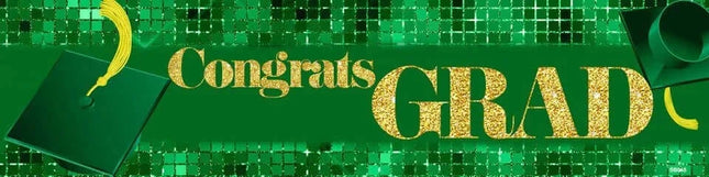 Congrats GRAD Green Banner #47 - (4'x1') - SKU: - UPC:6140046~12~27020671~0 - Party Expo
