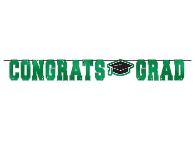 Congrats Grad Letter Banner - Green - SKU:120494.03 - UPC:192937045855 - Party Expo