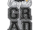 Congrats Grad Silver Glitter Hanging Decoration Sign (20x12