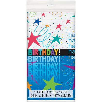 Cosmic Bday Plastic Tablecover - SKU:40233 - UPC:011179402335 - Party Expo