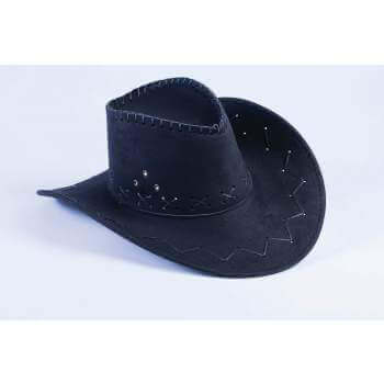 Cowboy Hat-Black Faux Suede - SKU:61221 - UPC:721773612213 - Party Expo