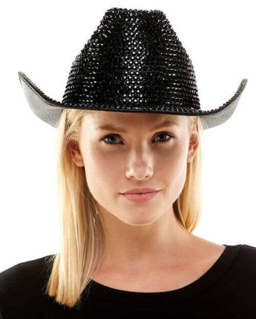 Cowboy Hat Rhinestone Black - SKU:HL1109BK - UPC:831687044144 - Party Expo