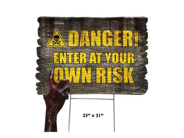 Danger Halloween Hand Yard Sign - 23" x 21" - SKU:3490 - UPC:082033034900 - Party Expo