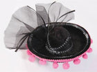 Day Of The Dead - Black Mini Sombrero with Pink Pom Poms - SKU:74672 - UPC:721773746727 - Party Expo