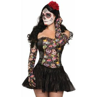 Day Of The Dead - Ruched Gloves - SKU:F74673 - UPC:721773746734 - Party Expo