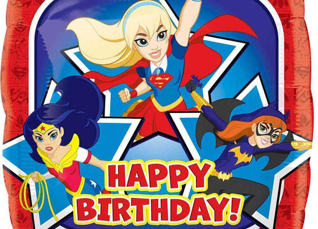 18" DC Superhero Girls Happy Birthday Mylar Balloon #235 - SKU:33224 - UPC:026635332248 - Party Expo