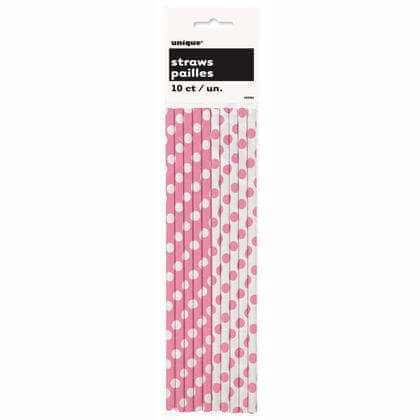 Decorative Dots Hot Pink - Straws (10ct) - SKU:62085 - UPC:011179620852 - Party Expo