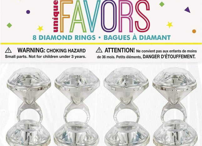 Diamond Ring Party Favors (8ct) - SKU:84706 - UPC:011179847068 - Party Expo