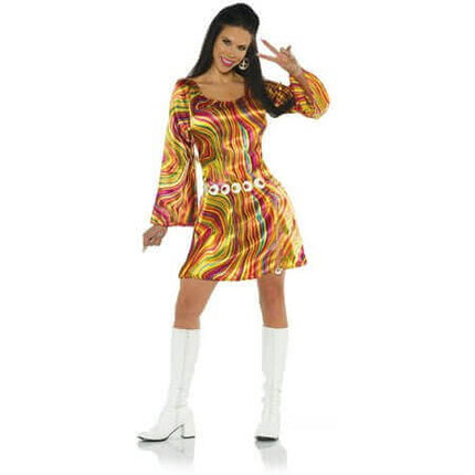 Disco Chick Multicolor Swirls Mini Dress (Medium) - SKU:29914M - UPC:843248138414 - Party Expo