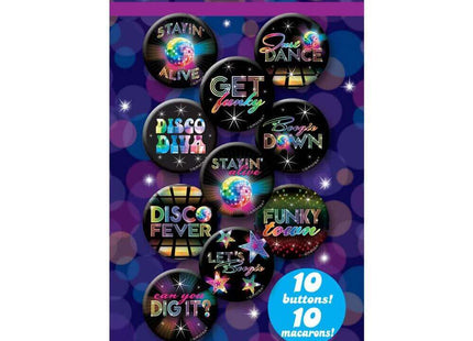Disco Fever Button Pins (10ct) - SKU:391650 - UPC:013051433956 - Party Expo