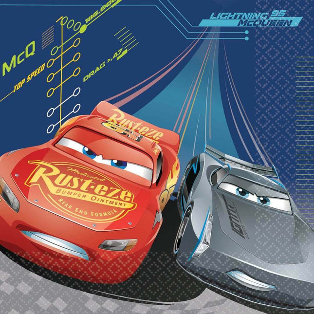 Cars 3 - Birthday Party Lunch Napkins (16ct) - SKU:511763 - UPC:013051724870 - Party Expo