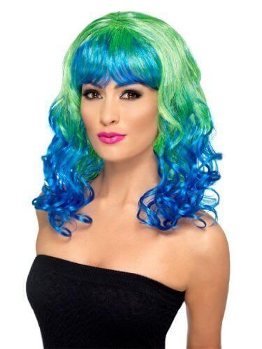 Divatastic Wig, Curly Green - SKU:42395 - UPC:5020570423950 - Party Expo