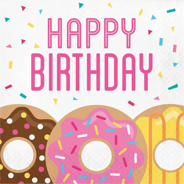 Donut Time Bday Lunch Napkins - SKU:322295 - UPC:039938390204 - Party Expo
