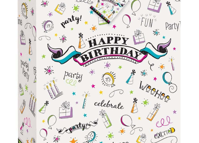Doodle Birthday Large Giftbag - SKU:52178 - UPC:011179521784 - Party Expo