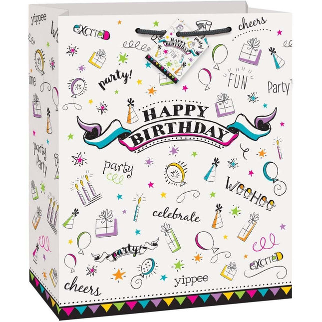 Doodle Birthday Large Giftbag - SKU:52178 - UPC:011179521784 - Party Expo