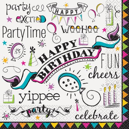 Doodle Birthday Lunch Napkins - SKU:52172 - UPC:011179521722 - Party Expo