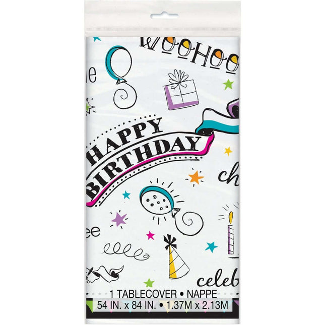 Doodle Birthday Table Cover - SKU:52173 - UPC:011179521739 - Party Expo