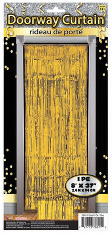 Doorway Tinsel Curtain - Gold - SKU:F76011 - UPC:721773760112 - Party Expo