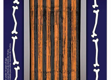 Doorway Tinsel Curtain - Orange/Black - SKU:F76017 - UPC:721773760174 - Party Expo