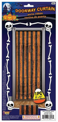 Doorway Tinsel Curtain - Orange/Black - Party Expo