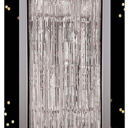 Doorway Tinsel Curtain - Silver - SKU:F76021 - UPC:721773760211 - Party Expo