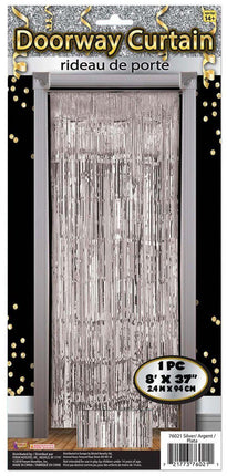 Doorway Tinsel Curtain - Silver - SKU:F76021 - UPC:721773760211 - Party Expo