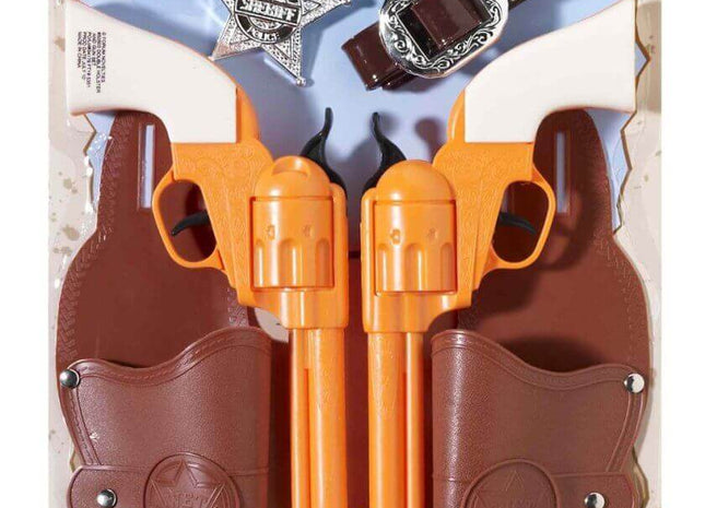 Double Holster & Gun Set with Badge - SKU:50503 - UPC:721773505034 - Party Expo
