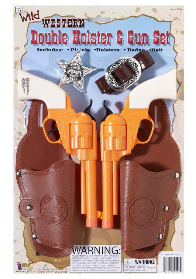 Double Holster & Gun Set with Badge - SKU:50503 - UPC:721773505034 - Party Expo