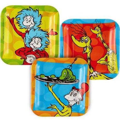 Dr. Seuss - 7" Square Paper Plates (8ct) - SKU:541734.99 - UPC:013051713638 - Party Expo