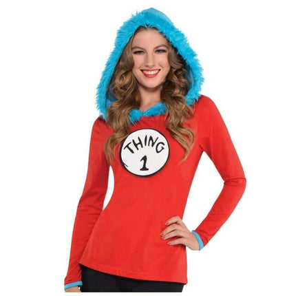 Dr. Seuss Thing 1& 2 Hooded Long Sleeve Top (Adult Small) - SKU:849242 - UPC:809801794947 - Party Expo
