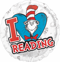 Dr. Suess - 18" Cat in the Hat I Love Reading Mylar Balloon #250 - SKU:34710 - UPC:026635347105 - Party Expo
