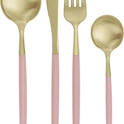 Dusty Rose & Gold Assorted Cutlery (12pcs) - SKU:16006 - UPC:011179160068 - Party Expo