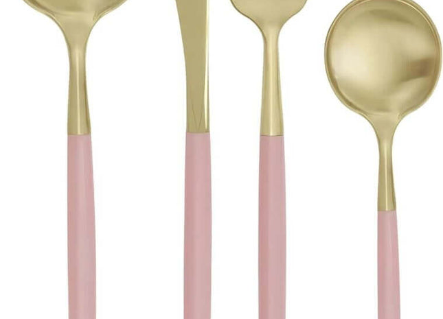 Dusty Rose & Gold Assorted Cutlery (12pcs) - SKU:16006 - UPC:011179160068 - Party Expo