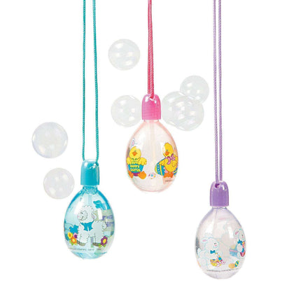 Egg-Shape Bubble Bottle Necklaces - Party Favors (12pcs) - SKU:24/914 - UPC:780984494704 - Party Expo