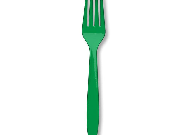 Emerald Green Plastic Forks - SKU:010474C - UPC:073525109121 - Party Expo