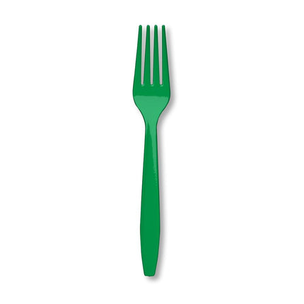 Emerald Green Plastic Forks - SKU:010474C - UPC:073525109121 - Party Expo